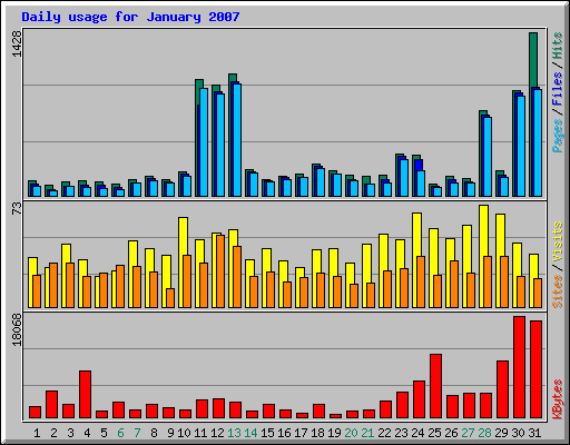 Daily usage for January 2007