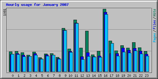 Hourly usage for January 2007