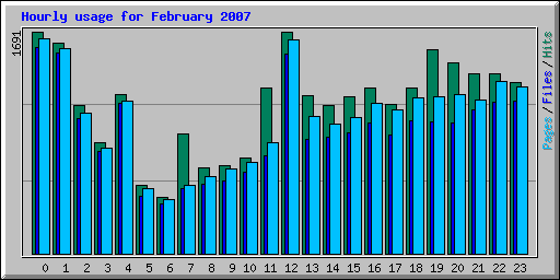 Hourly usage for February 2007