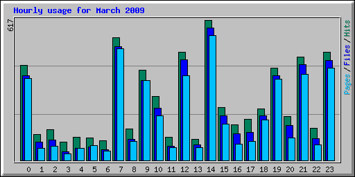 Hourly usage for March 2009